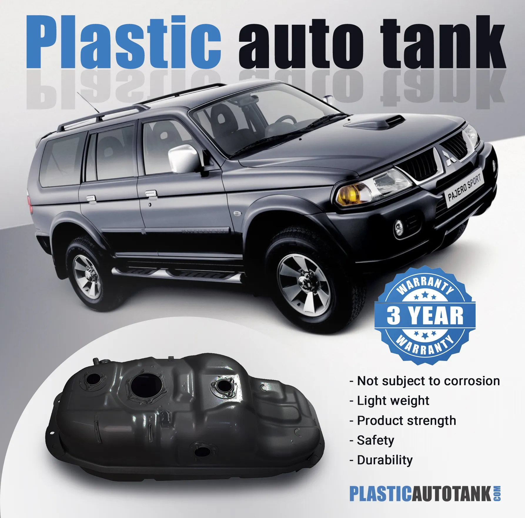 Kraftstofftank aus Kunststoff online kaufen - Mitsubishi Pajero Sport 2.5 TD, 3.0 V6 (2000-2008)